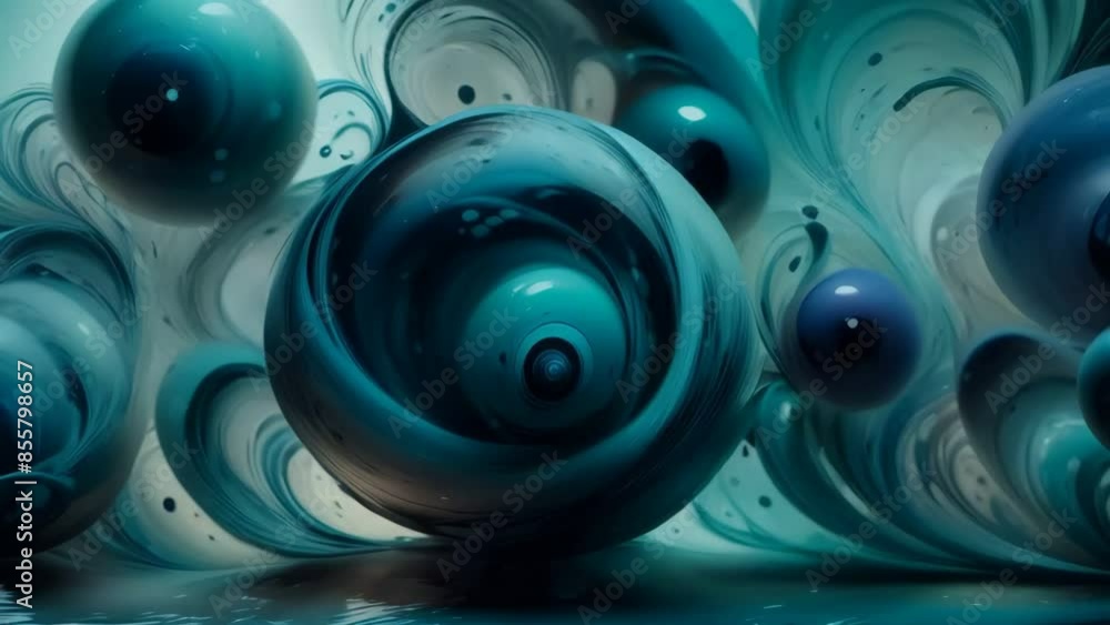 Abstraction. Liquid sphere, paint, splashes. Blue tones. Abstraction. Liquid sphere, paint, splashes. Blue tones.