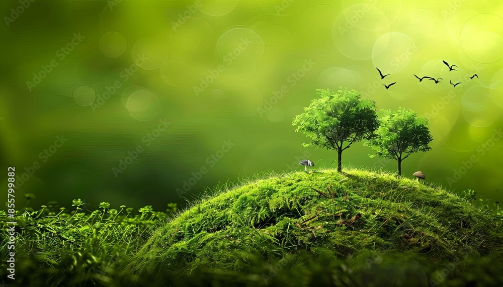 A creative interpretation of an environmentally friendly world, with trees and energy solutions A creative interpretation of an environmentally friendly world, with trees and energy solutions