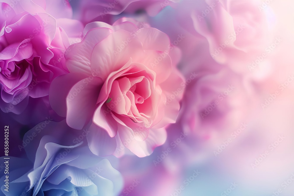 Obraz premium colorful pink and purple roses background, in the style of accurate and detailed, violet, purple