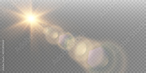 Vector transparent sunlight special lens flare light effect. Sun flash	