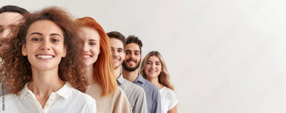 Isolated white background with happy successful business team Isolated white background with happy successful business team