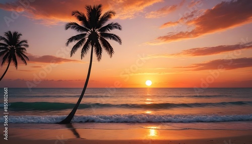 Palm Trees Silhouetted Against a Vibrant Sunset