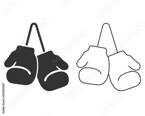 Boxing gloves line icon in modern flat sign vector
