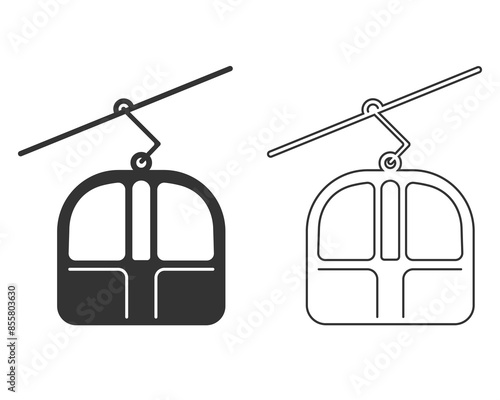 Cable Car Line Icon Vector Art Illustration Flat Sign
