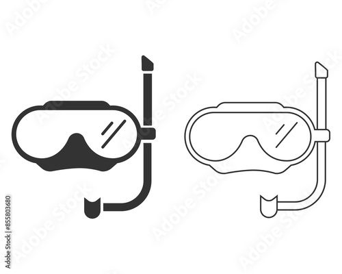 Diving mask line icon. Underwater equipment simple illustration. Summer beach element in modern flat sign vector