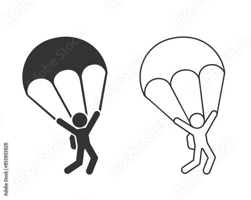 Parachute sport illustration. parachutist line icon in modern flat sign vector
