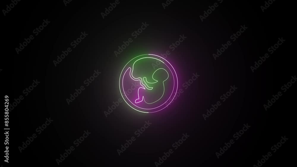 Neon line embryo icon 4K Video motion graphic animation. Neon line embryo icon 4K Video motion graphic animation.