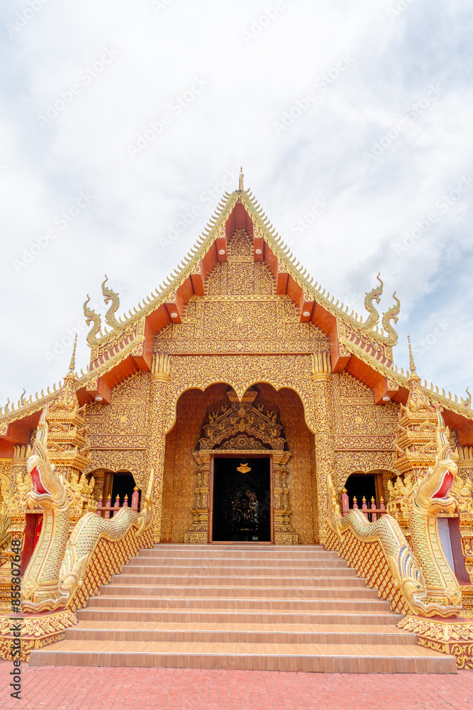 Wat Phiphat Mongkhon, a tourist attraction in Sukhothai, a beautiful temple with outstanding architecture in Thung Saliam and a very famous temple in Thailand. Wat Phiphat Mongkhon, a tourist attraction in Sukhothai, a beautiful temple with outstanding architecture in Thung Saliam and a very famous temple in Thailand.