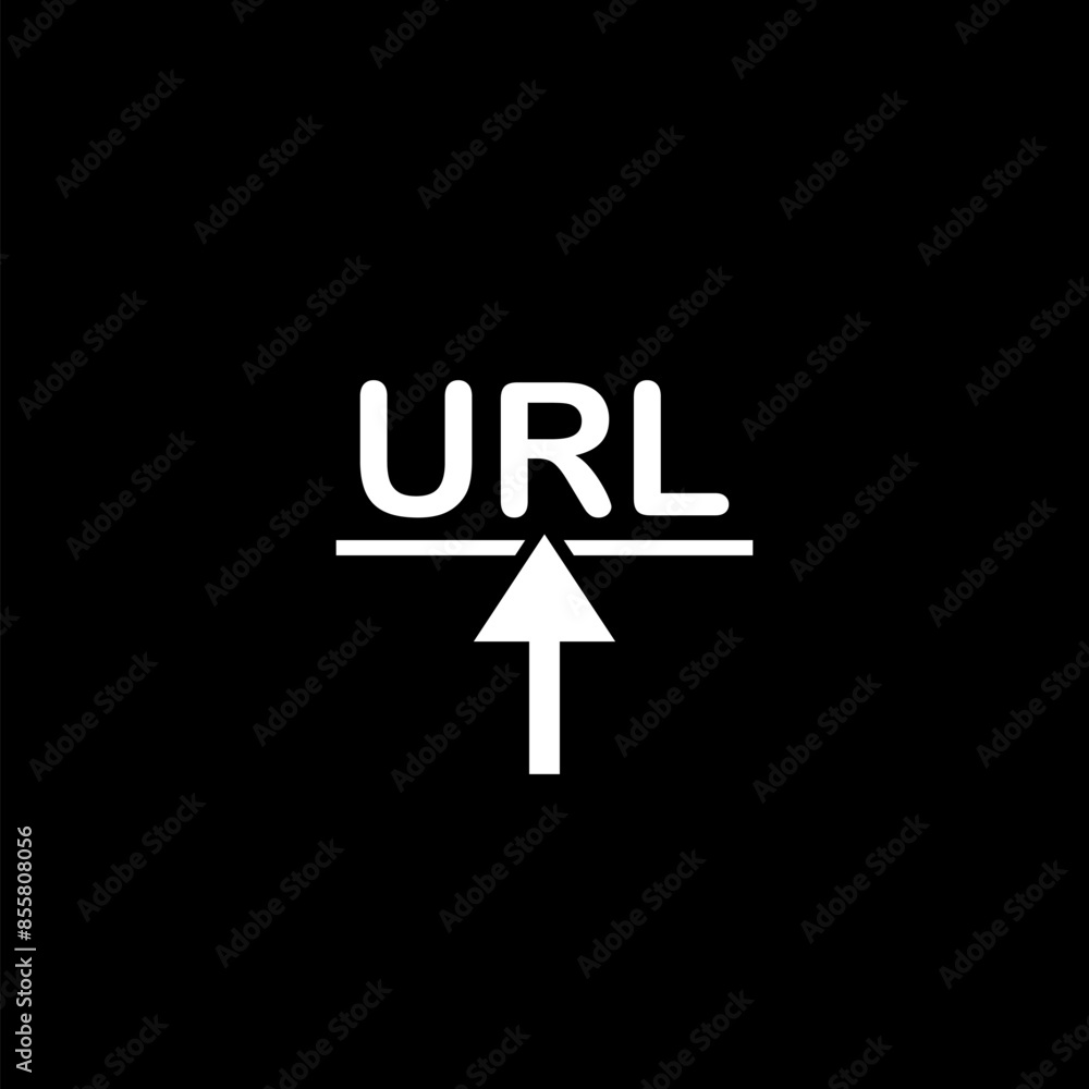 URL icon illustration white text isolated on black background URL icon illustration white text isolated on black background