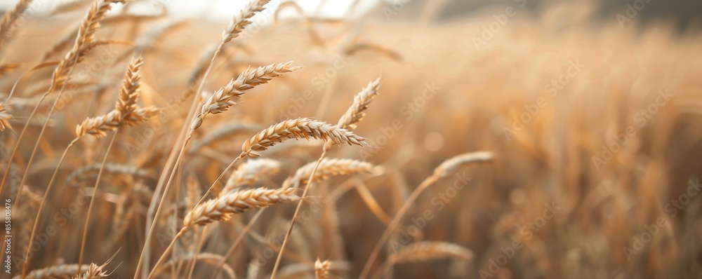 Fototapeta premium Background with wheat and empty space for text. Harvest festival, lugnasad, lammas, grain harvest festival, bread day. Farmer's bread. growing grain crops