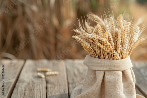 Background with wheat and empty space for text. Harvest festival, lugnasad, lammas, grain harvest festival, bread day. Farmer's bread. growing grain crops