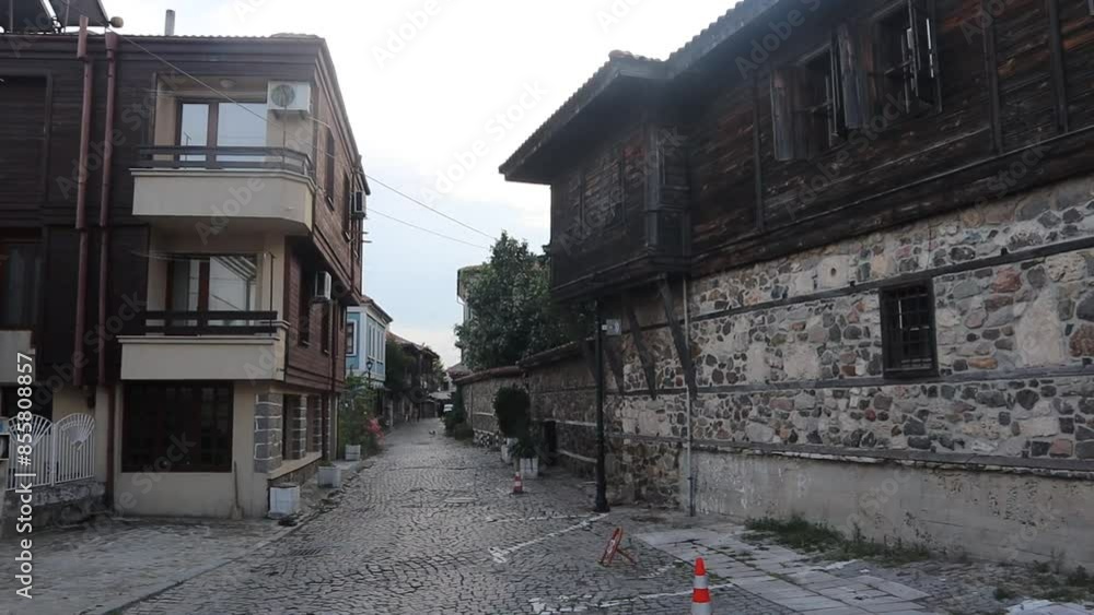 Sozopol Bulgaria, 20 of September, 2021 old town of Sozopol Bulgaria houses and restaurants and shops footage. Summer holidays destination Sozopol, Bulgaria Sozopol Bulgaria, 20 of September, 2021 old town of Sozopol Bulgaria houses and restaurants and shops footage. Summer holidays destination Sozopol, Bulgaria