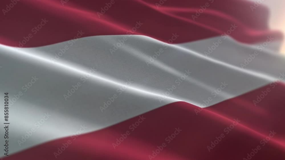 Animation of the flag of Country Austria being waved. Animation of the patriotic flag belonging to the Republic of Austria country. Animation of the country flag with red and white colours. Vienna. Animation of the flag of Country Austria being waved. Animation of the patriotic flag belonging to the Republic of Austria country. Animation of the country flag with red and white colours. Vienna.