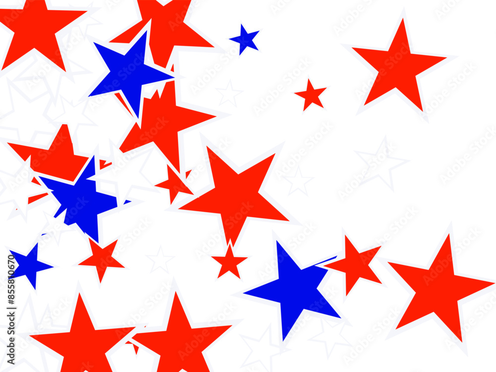backdrop Vector Illustration, Blue and Red 4th of July Stars sparkles isolated on white. backdrop Vector Illustration, Blue and Red 4th of July Stars sparkles isolated on white.
