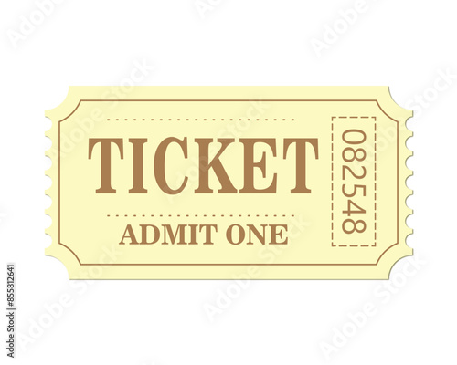 Retro ticket design template. Admit one. Tickets for cinema, movie, circus, carnival, film, festival, etc. Vector illustration.