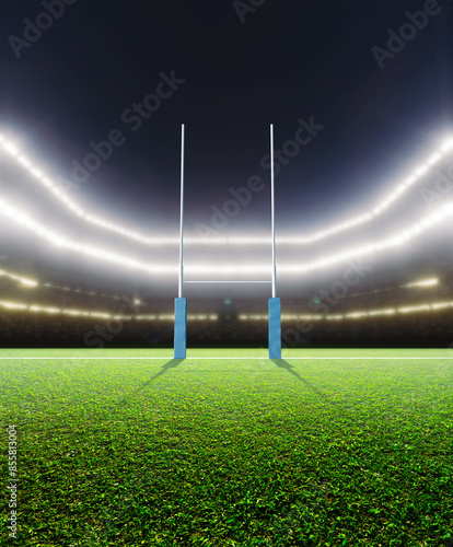 Floodlit Rugby Stadium Night