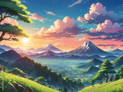 a beautiful landscapes filled with trees and mountains