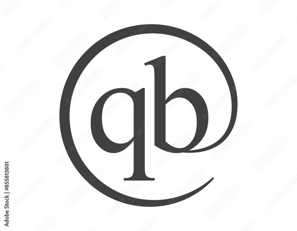 QB logo from two letter with circle shape email sign style. Q and B round logotype of business company QB logo from two letter with circle shape email sign style. Q and B round logotype of business company