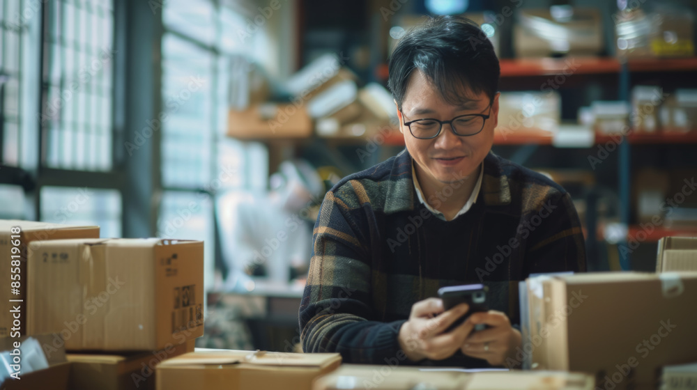 Young Business Owner Using Smartphone Young Business Owner Using Smartphone