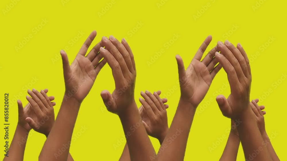4K clapping on yellow background with chroma key. 4K clapping on yellow background with chroma key.
