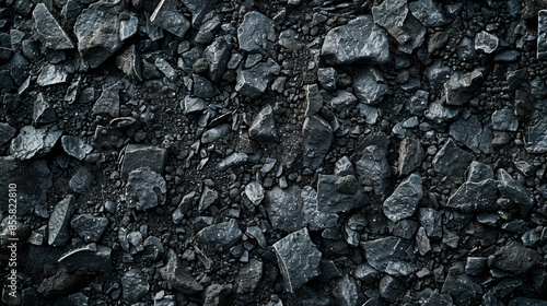 Captivating background image of black or dark gray rough soil texture