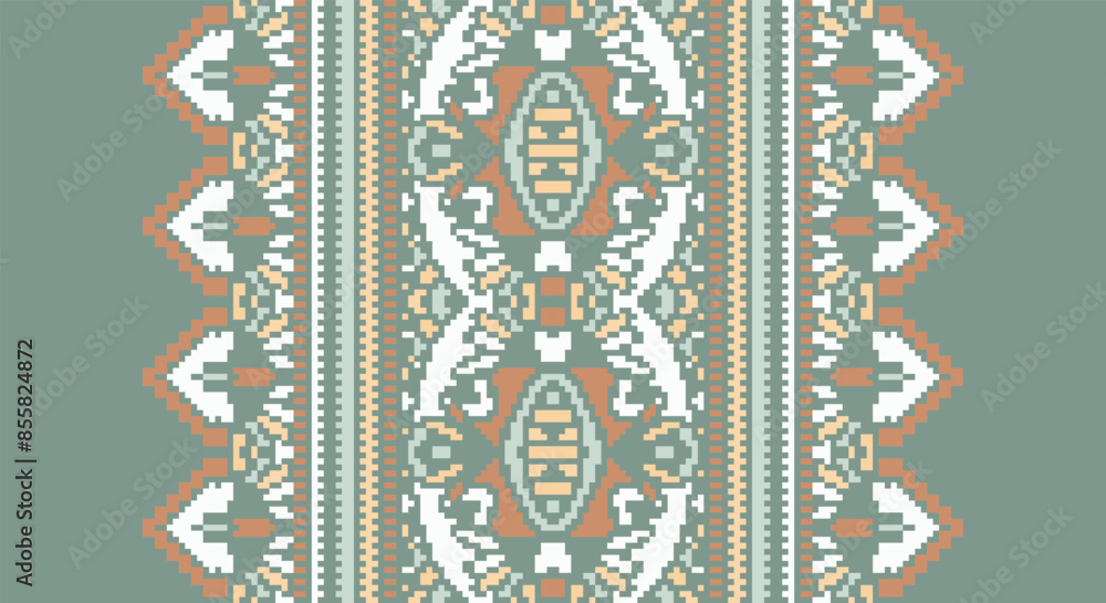 Folk embroidery cross stitch geometric floral pattern. Vector ethnic geometric floral shape seamless pattern. Folk floral embroidery pattern use for textile, home decoration elements, upholstery, etc. Folk embroidery cross stitch geometric floral pattern. Vector ethnic geometric floral shape seamless pattern. Folk floral embroidery pattern use for textile, home decoration elements, upholstery, etc.