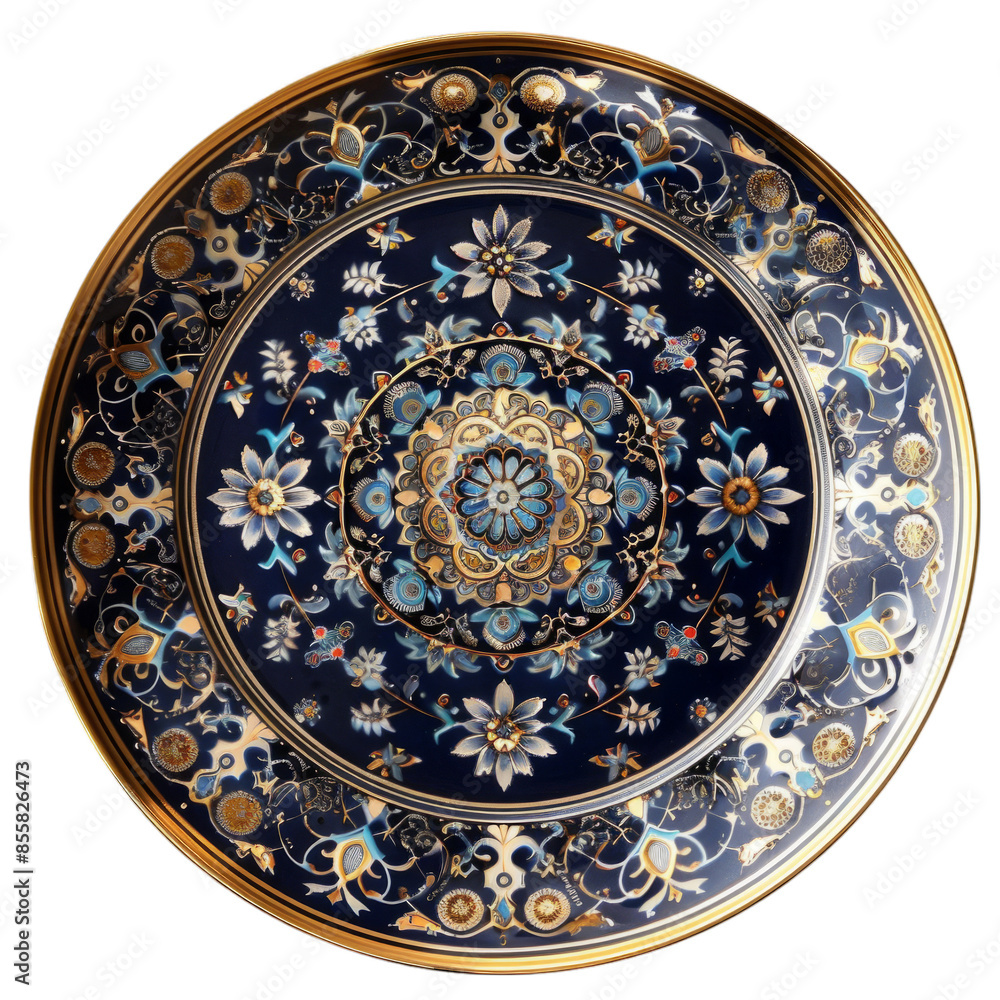 Fototapeta premium Ornate Decorative Plate with Intricate Floral Design for Home Decor and Antiques Collection
