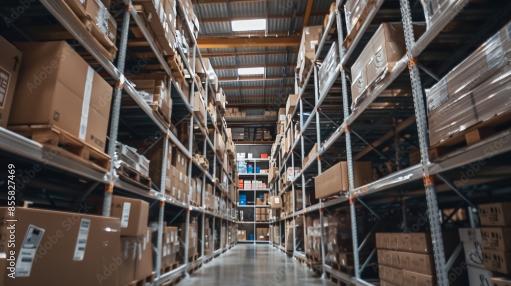 Large Warehouse with Stacked Boxes Large Warehouse with Stacked Boxes