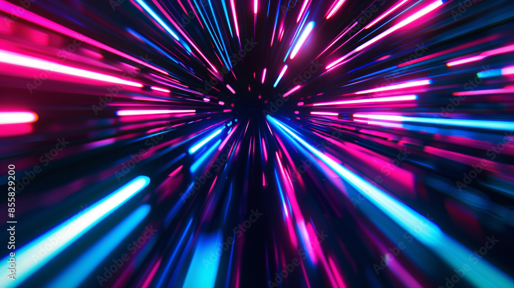 Contrasting black and neon radial speed lines for a futuristic comic book or media ad