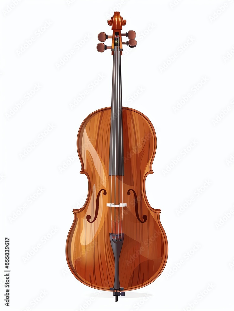 Obraz premium A cello clipart, musical instrument element, vector illustration, rich wood texture, isolated on white background