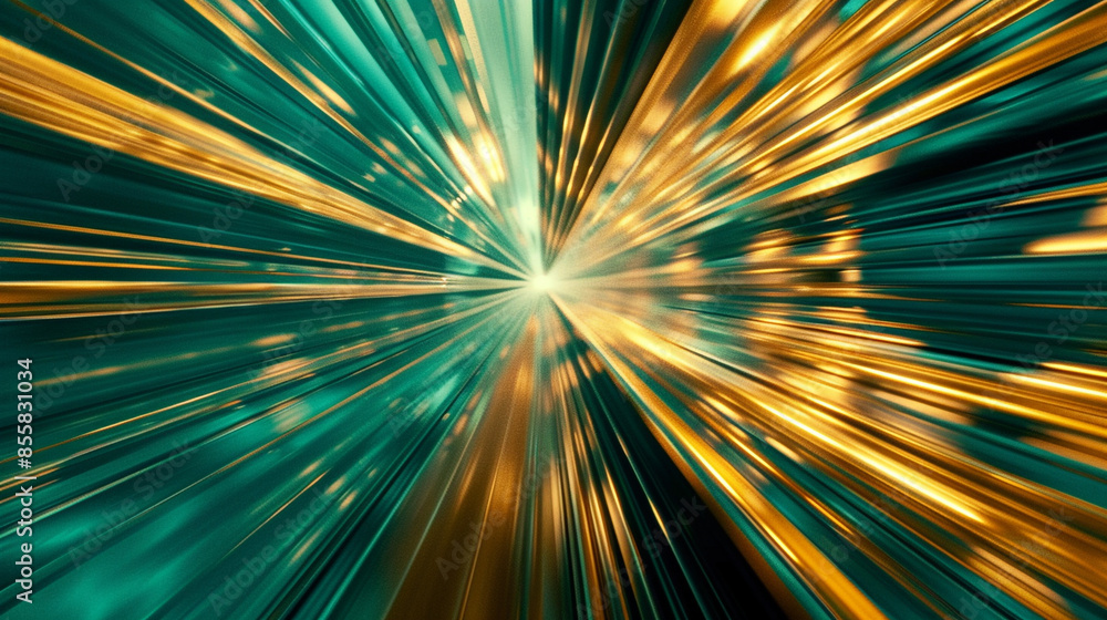 Energetic radial speed lines in teal and gold, adding a sense of urgency to media advertising Energetic radial speed lines in teal and gold, adding a sense of urgency to media advertising
