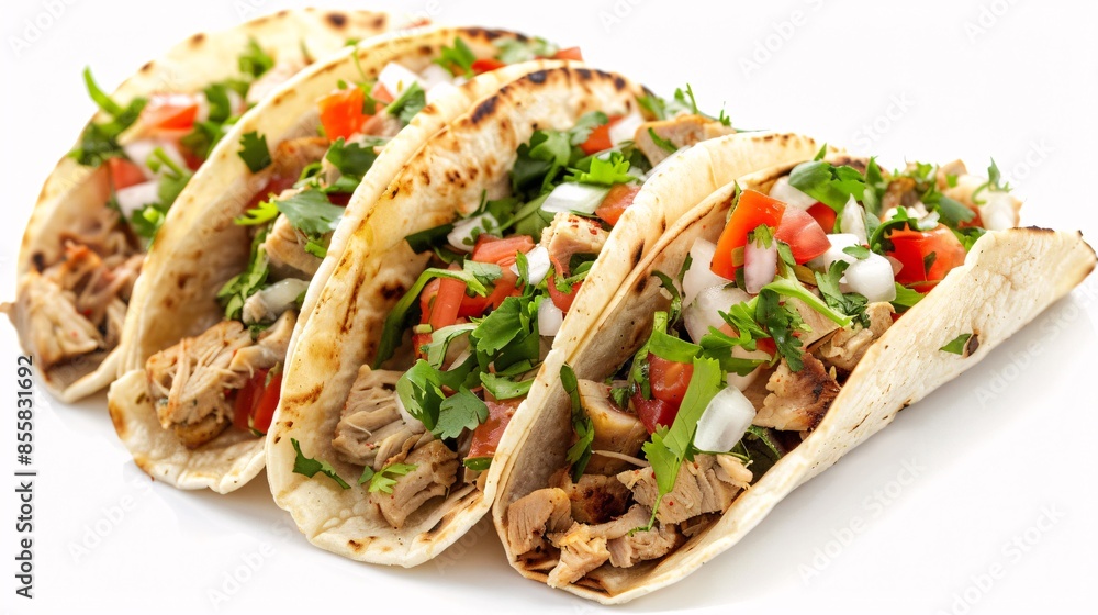 a group of tacos with meat and vegetables a group of tacos with meat and vegetables
