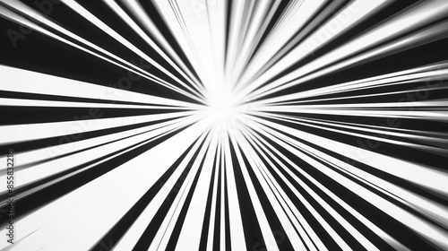 High-contrast radial speed lines in white and black for a striking comic book effect