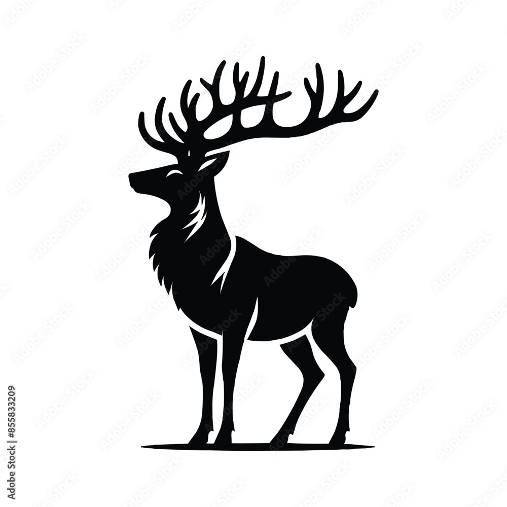 Deer Silhouette isolated on white background minimalist deer vector shape icon Deer Silhouette isolated on white background minimalist deer vector shape icon