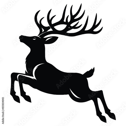 Deer Silhouette isolated on white background minimalist deer vector shape icon