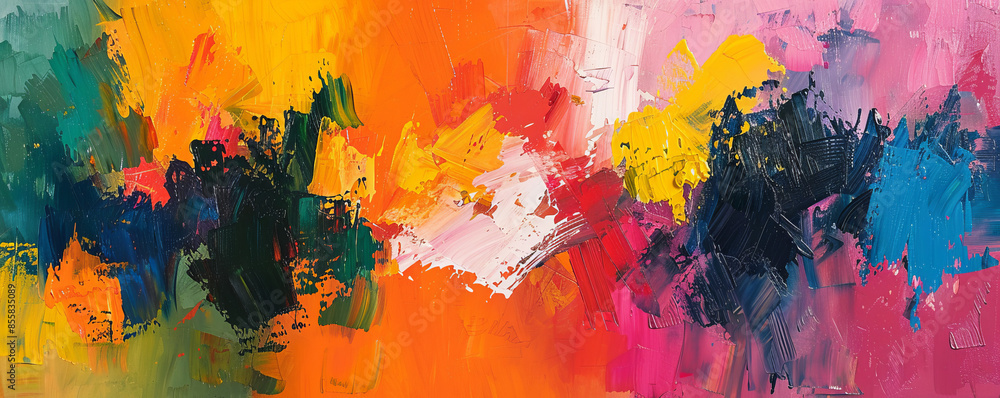 Fototapeta premium An abstract expressionist painting with bold colors and energetic brushstrokes.