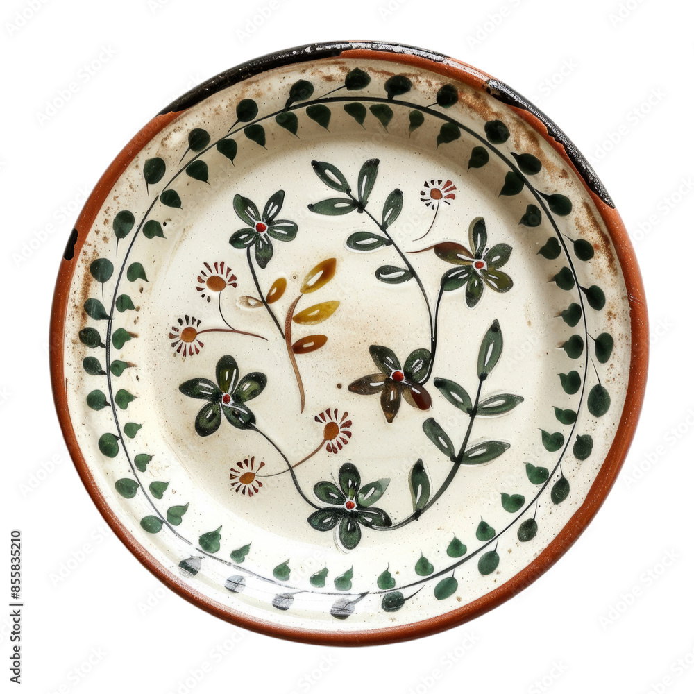 HandPainted Ceramic Plate with Floral Pattern Traditional Kitchenware Design for Home Decor