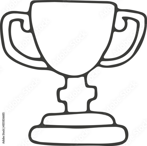 Hand drawn trophy icon. Vector illustration, doodle style.  © STANISLAV