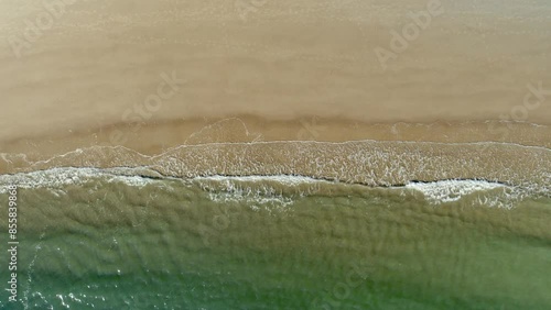 4k Slow motion Aerial shot sea shore waves 4