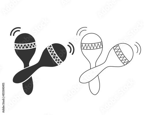 Maraca sign line icon, maracas, cinco de mayo symbol, Mexican culture, black filled vector illustration