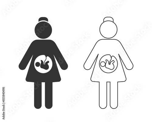 Mother, pregnancy line icon. Vector illustration, flat design