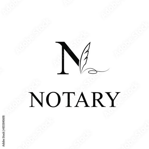 letter n notary logo design creative idea with pen writer