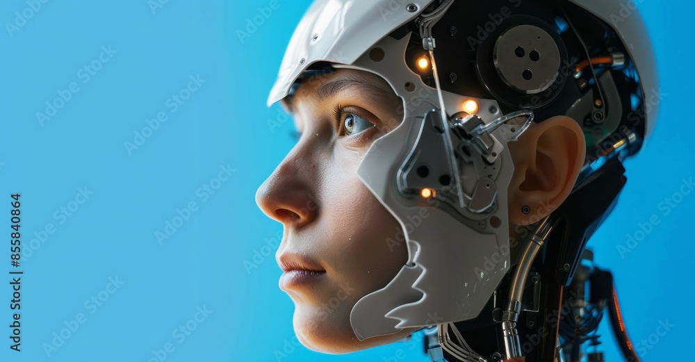 AI Humanoid Interaction, Closeup in a Tech-Enhanced Setting AI Humanoid Interaction, Closeup in a Tech-Enhanced Setting