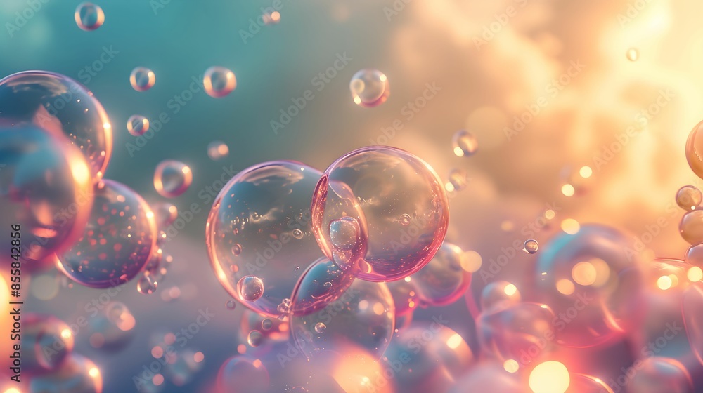 Dreamy Floating Bubbles Against a Blue Sky Dreamy Floating Bubbles Against a Blue Sky