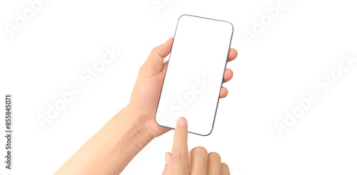 Man hand holding smartphone device and touching screen