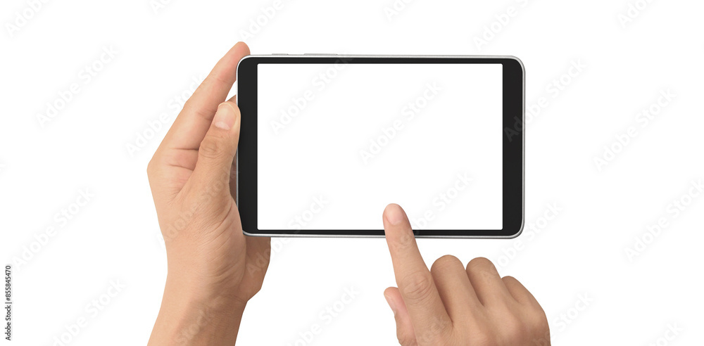 Man hand holding smartphone device and touching screen Man hand holding smartphone device and touching screen