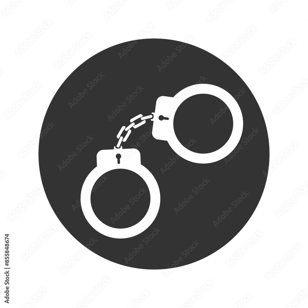 Handcuffs icon in simple style on a white background illustration. Vector Handcuffs icon in simple style on a white background illustration. Vector