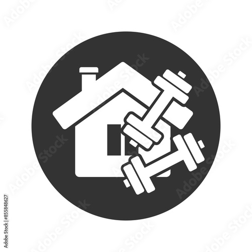 Fitness at home vector icon. gym fit illustration sign. workout house symbol. training sport exercise logo