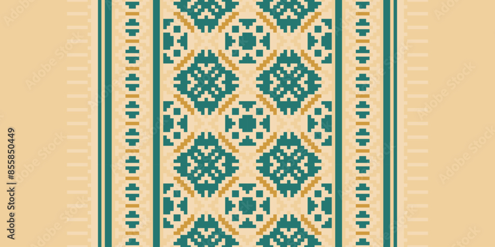 Folk embroidery cross stitch geometric floral pattern. Vector ethnic geometric floral shape seamless pattern. Folk floral embroidery pattern use for textile, home decoration elements, upholstery, etc. Folk embroidery cross stitch geometric floral pattern. Vector ethnic geometric floral shape seamless pattern. Folk floral embroidery pattern use for textile, home decoration elements, upholstery, etc.