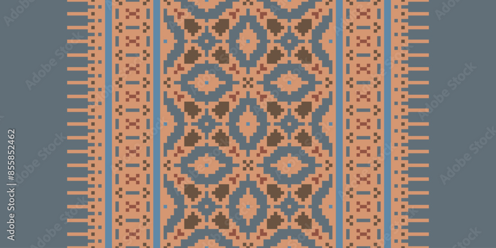 Folk embroidery cross stitch geometric floral pattern. Vector ethnic geometric floral shape seamless pattern. Folk floral embroidery pattern use for textile, home decoration elements, upholstery, etc. Folk embroidery cross stitch geometric floral pattern. Vector ethnic geometric floral shape seamless pattern. Folk floral embroidery pattern use for textile, home decoration elements, upholstery, etc.